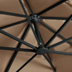 MAISON EXCLUSIVE - Parasol de jardin en porte-à-faux lumières led mât en aluminium