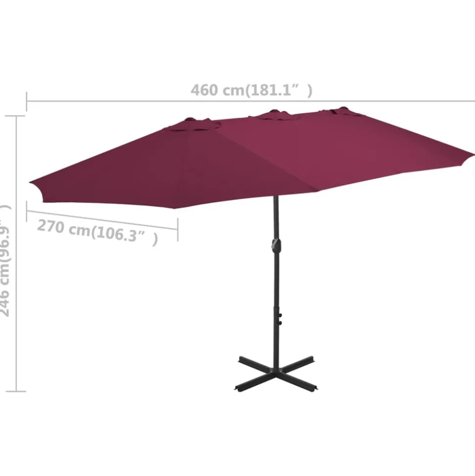 MAISON EXCLUSIVE - Parasol d'extérieur avec mât en aluminium rouge bordeaux