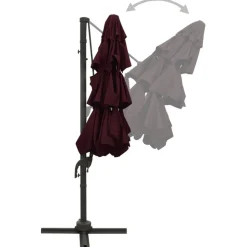 MAISON EXCLUSIVE - Parasol de jardin à 4 niveaux mât en aluminium rouge bordeaux