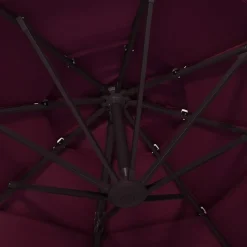 MAISON EXCLUSIVE - Parasol de jardin à 4 niveaux mât en aluminium rouge bordeaux