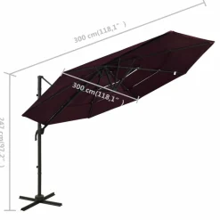 MAISON EXCLUSIVE - Parasol de jardin à 4 niveaux mât en aluminium rouge bordeaux