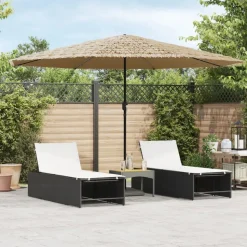 MAISON EXCLUSIVE - Parasol de jardin avec led et mât en acier marron 388x388x248cm