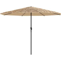 MAISON EXCLUSIVE - Parasol de jardin avec led et mât en acier marron 388x388x248cm