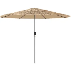 MAISON EXCLUSIVE - Parasol de jardin avec led et mât en acier marron 388x388x248cm