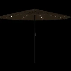 MAISON EXCLUSIVE - Parasol de jardin avec led et mât en acier marron 388x388x248cm