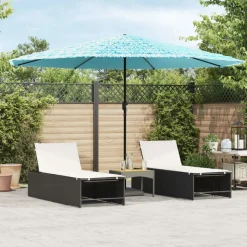 MAISON EXCLUSIVE - Parasol de jardin avec mât en acier bleu 388x388x248 cm