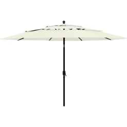 MAISON EXCLUSIVE - Parasol de jardin à 3 niveaux avec mât en aluminium sable 3,5 m