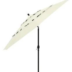 MAISON EXCLUSIVE - Parasol de jardin à 3 niveaux avec mât en aluminium sable 3,5 m