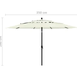 MAISON EXCLUSIVE - Parasol de jardin à 3 niveaux avec mât en aluminium sable 3,5 m