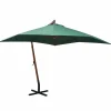 MAISON EXCLUSIVE - Parasol suspendu avec poteau en bois 300x300 cm vert