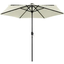 MAISON EXCLUSIVE - Parasol de jardin et lumières led mât en aluminium blanc sable