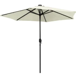 MAISON EXCLUSIVE - Parasol de jardin et lumières led mât en aluminium blanc sable