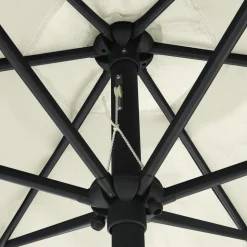 MAISON EXCLUSIVE - Parasol de jardin et lumières led mât en aluminium blanc sable