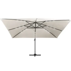MAISON EXCLUSIVE - Parasol de jardin en porte-à-faux lumières led mât en aluminium