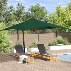 MAISON EXCLUSIVE - Parasol de jardin en porte-à-faux avec mât en bois vert