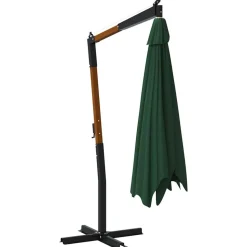 MAISON EXCLUSIVE - Parasol de jardin en porte-à-faux avec mât en bois vert