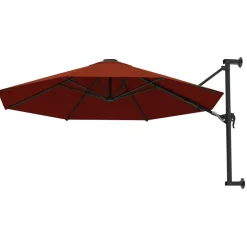 MAISON EXCLUSIVE - Parasol mural avec mât en métal 300 cm terre cuite
