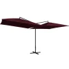 MAISON EXCLUSIVE - Parasol double avec mât en acier 250 x 250 cm rouge bordeaux