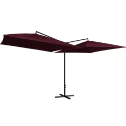 MAISON EXCLUSIVE - Parasol double avec mât en acier 250 x 250 cm rouge bordeaux