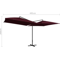 MAISON EXCLUSIVE - Parasol double avec mât en acier 250 x 250 cm rouge bordeaux