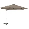 MAISON EXCLUSIVE - Parasol de jardin en porte-à-faux et mât et lumières led taupe