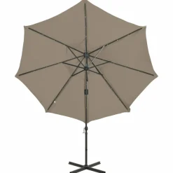 MAISON EXCLUSIVE - Parasol de jardin en porte-à-faux et mât et lumières led taupe