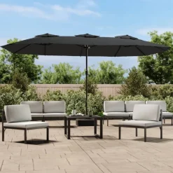 MAISON EXCLUSIVE - Parasol de jardin à double tête avec led anthracite 449x265 cm