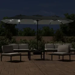 MAISON EXCLUSIVE - Parasol de jardin à double tête avec led anthracite 449x265 cm