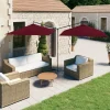 MAISON EXCLUSIVE - Parasol de jardin double avec mât en acier rouge bordeaux