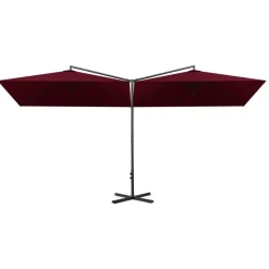 MAISON EXCLUSIVE - Parasol de jardin double avec mât en acier rouge bordeaux