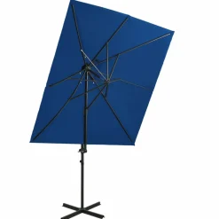 MAISON EXCLUSIVE - Parasol de jardin en porte-à-faux à double toit bleu azuré