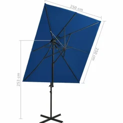 MAISON EXCLUSIVE - Parasol de jardin en porte-à-faux à double toit bleu azuré