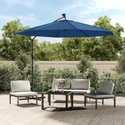 MAISON EXCLUSIVE - Parasol de jardin en porte-à-faux et lumières led mât en acier