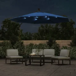 MAISON EXCLUSIVE - Parasol de jardin en porte-à-faux et lumières led mât en acier