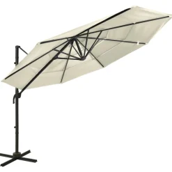 MAISON EXCLUSIVE - Parasol de jardin à 4 niveaux avec mât en aluminium sable