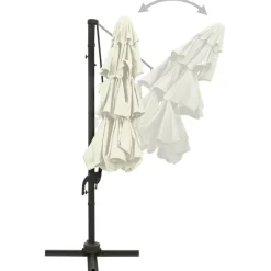 MAISON EXCLUSIVE - Parasol de jardin à 4 niveaux avec mât en aluminium sable
