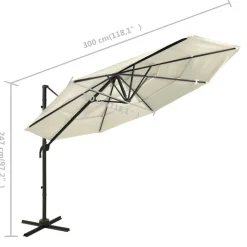 MAISON EXCLUSIVE - Parasol de jardin à 4 niveaux avec mât en aluminium sable