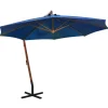 MAISON EXCLUSIVE - Parasol de jardin suspendu avec mât bleu azuré bois de sapin