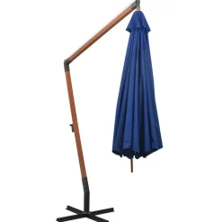 MAISON EXCLUSIVE - Parasol de jardin suspendu avec mât bleu azuré bois de sapin
