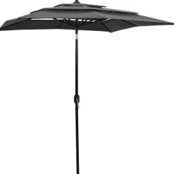 MAISON EXCLUSIVE - Parasol de jardin à 3 niveaux avec mât en aluminium anthracite