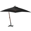 MAISON EXCLUSIVE - Parasol de jardin suspendu avec mât noir bois de sapin massif