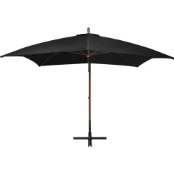 MAISON EXCLUSIVE - Parasol de jardin suspendu avec mât noir bois de sapin massif