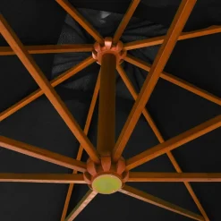MAISON EXCLUSIVE - Parasol de jardin suspendu avec mât noir bois de sapin massif