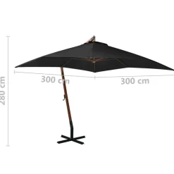 MAISON EXCLUSIVE - Parasol de jardin suspendu avec mât noir bois de sapin massif