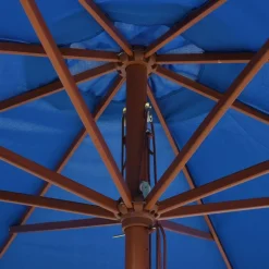 MAISON EXCLUSIVE - Parasol d'extérieur avec mât en bois 350 cm bleu
