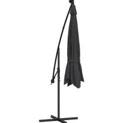 MAISON EXCLUSIVE - Parasol de jardin en porte-à-faux avec lumières led noir 350 cm