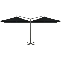 MAISON EXCLUSIVE - Parasol de jardin double avec mât en acier noir 600x300 cm