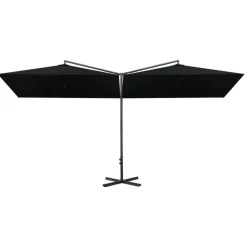MAISON EXCLUSIVE - Parasol de jardin double avec mât en acier noir 600x300 cm
