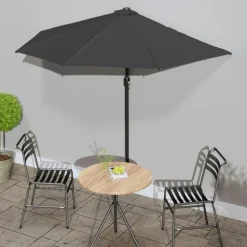 MAISON EXCLUSIVE - Parasol de balcon et mât en aluminium anthracite 270x144cm demi