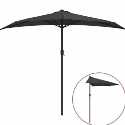 MAISON EXCLUSIVE - Parasol de balcon et mât en aluminium anthracite 270x144cm demi
